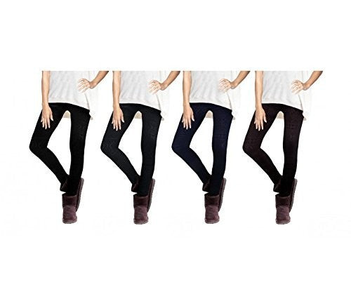 Set de 4 leggings fantasy woman ETHNIQUE effet thermique doublure en peluche