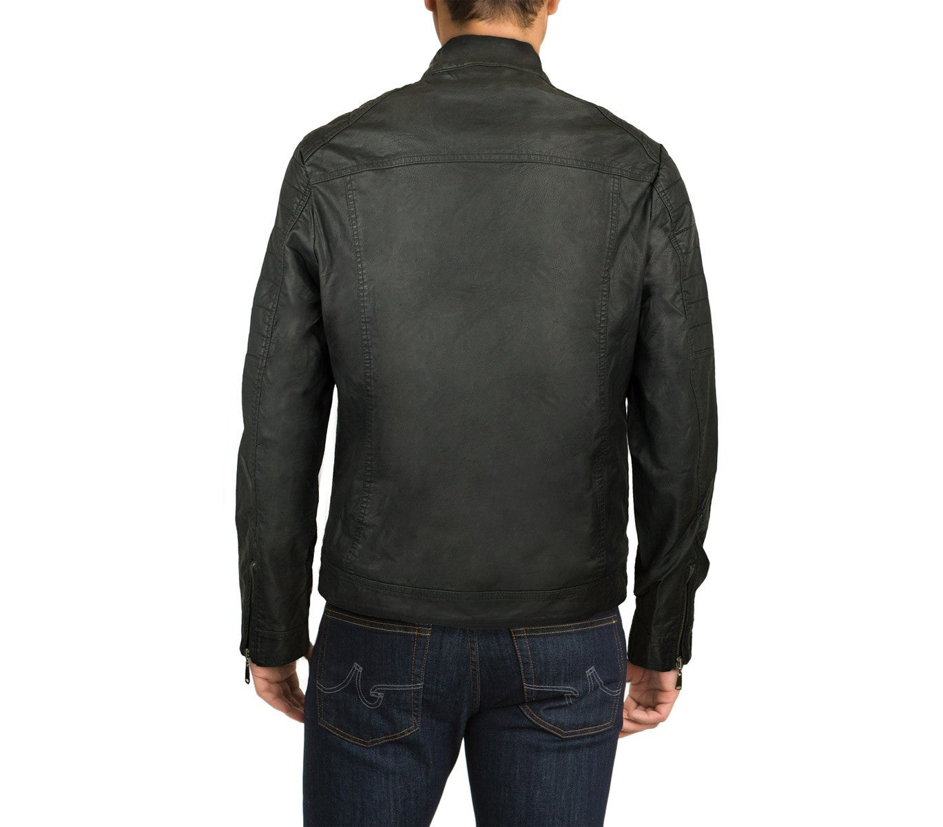 L179 Veste en similicuir pour homme NEW BRAMS modèle CASEY noir slim fit