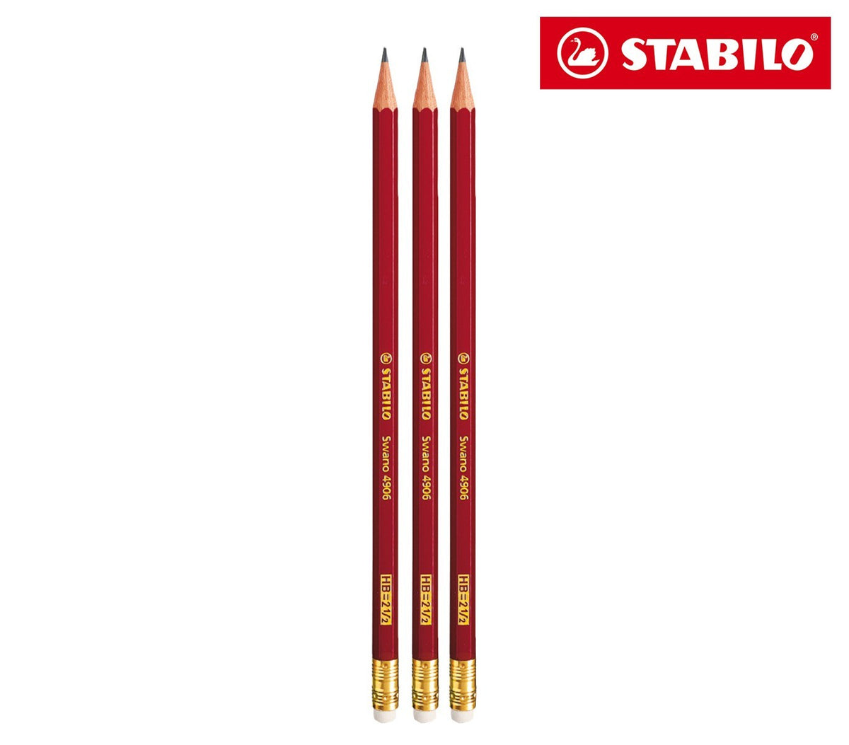 IT12/70-49063 Lot de 3 crayons à papier Stabilo modèle Swano 4906 gomme mine HB