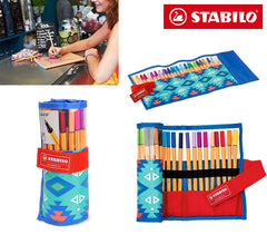 8825-061 Trousse enroulable 25 feutres Stabilo Point 88 trait 0,4 mm