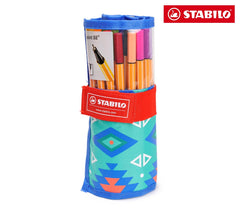 8825-061 Trousse enroulable 25 feutres Stabilo Point 88 trait 0,4 mm