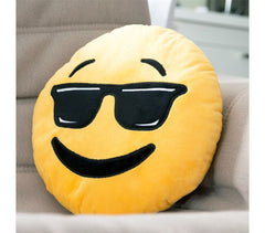 621042 Coussin décoratif émoticône motif tête avec lunettes de soleil 30 cm ø