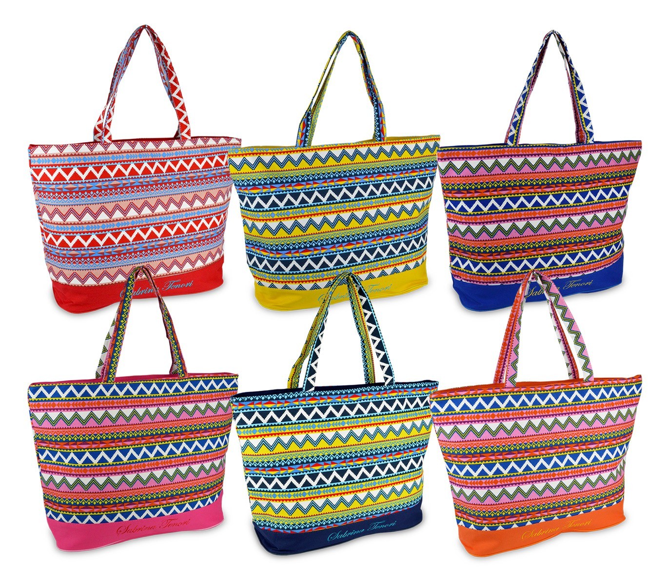 0658T Sac de plage en plusieurs couleurs modèle Jamila by Sabrina motif ethnique