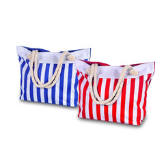 734229 Sac de plage modèle BEACHWEAR à rayures et doubles poignées en corde