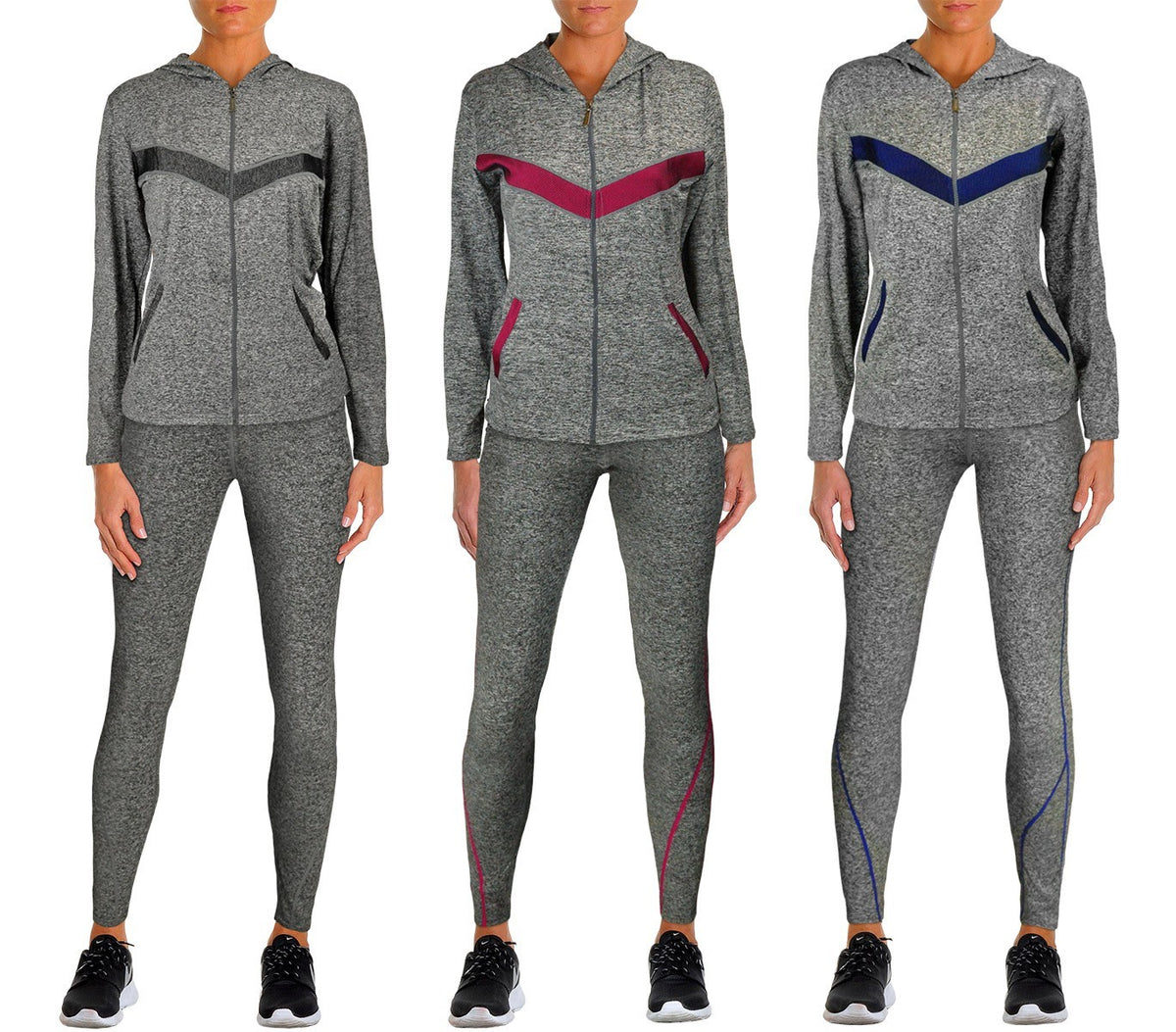 K7732 Ensemble de sport pour femmes sweat et pantalon long en trois couleurs