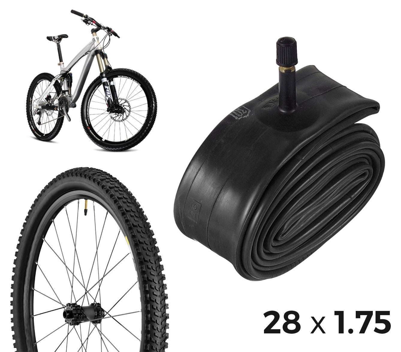 Chambre à air pour vélo 304604 réparation des crevaisons dimensions 28 x 1.75