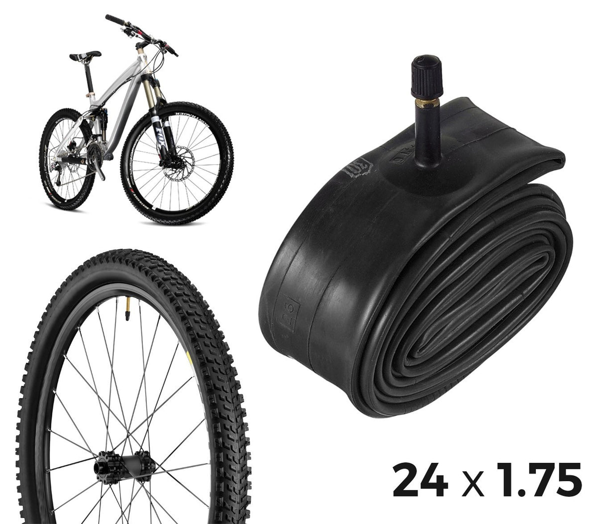 Chambre à air pour vélo 304550 réparation des crevaisons dimensions 24 x 1.75