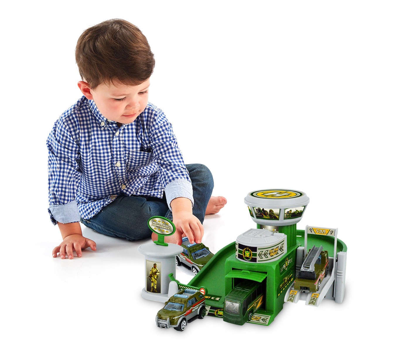 103624 Playset quartier général militaire garage avec 3 auto et des accessoires