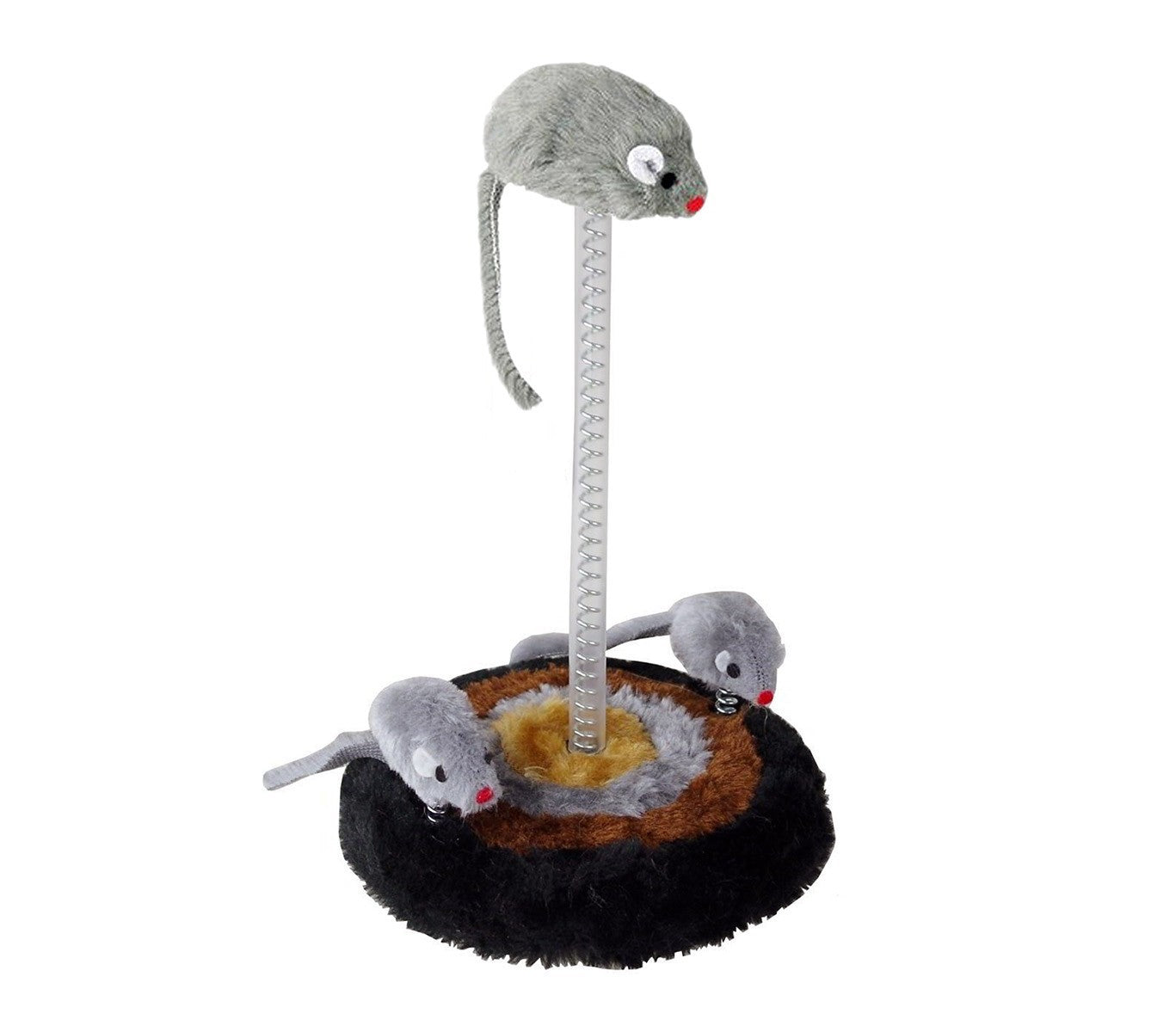 15971 Jeu pour chats base 14.5 x 26cm griffoir en peluche et souris oscillante