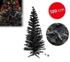 272332 Sapin de Noël noir en fibres optiques lumineuses multicolores 120 cm