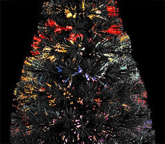 272332 Sapin de Noël noir en fibres optiques lumineuses multicolores 120 cm
