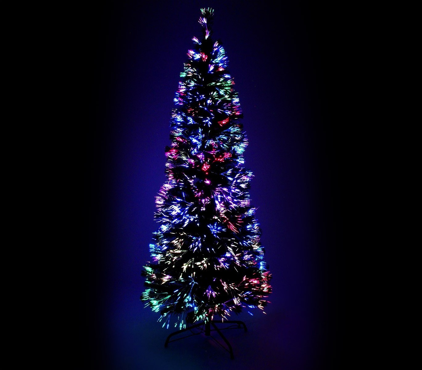 272332 Sapin de Noël noir en fibres optiques lumineuses multicolores 120 cm