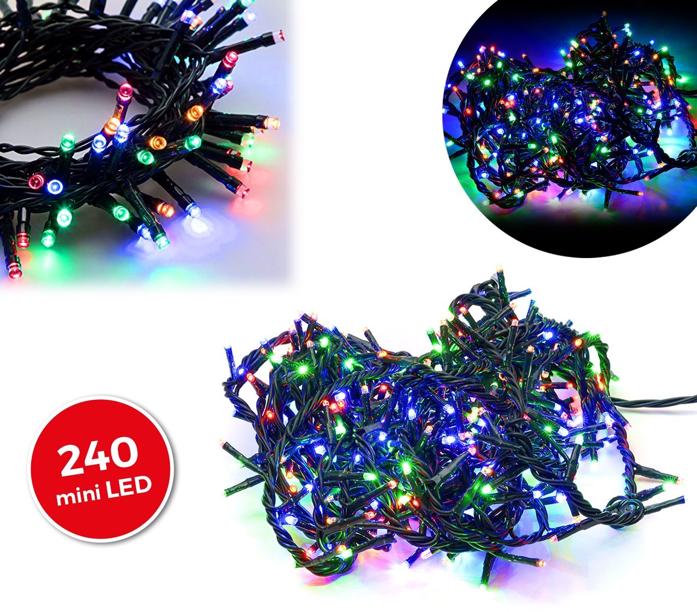 499623 Mini-lumières de Noël multicolores 240 LED 8 jeux de lumières 11,56 m