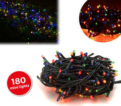 013492 Mini-lumières de Noël MULTICOLORES 180 ampoules 8 jeux de lumière 9,16 m