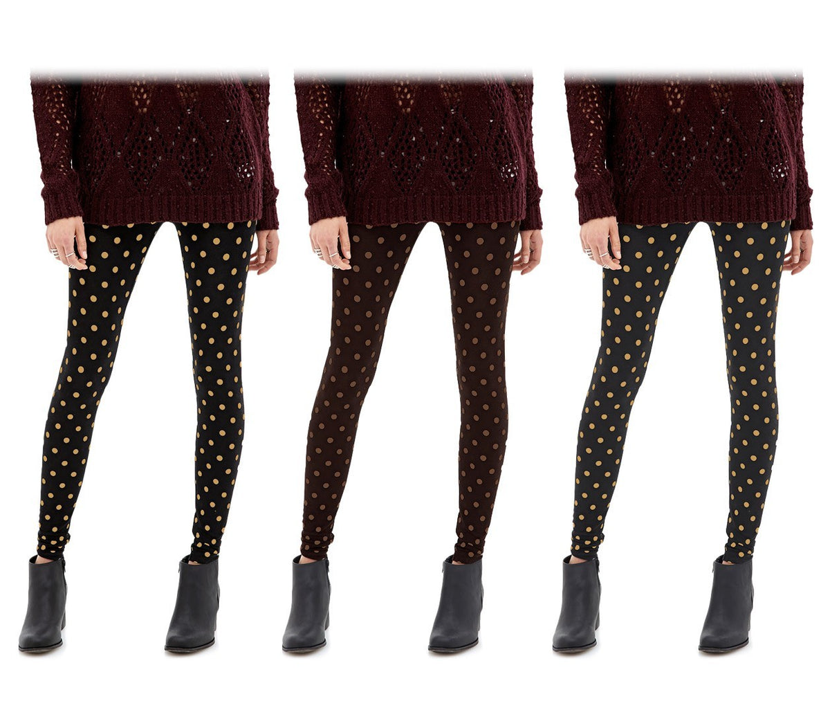804 Set 3 leggings à pois femmes ass. Heather eff thermique intérieur peluche