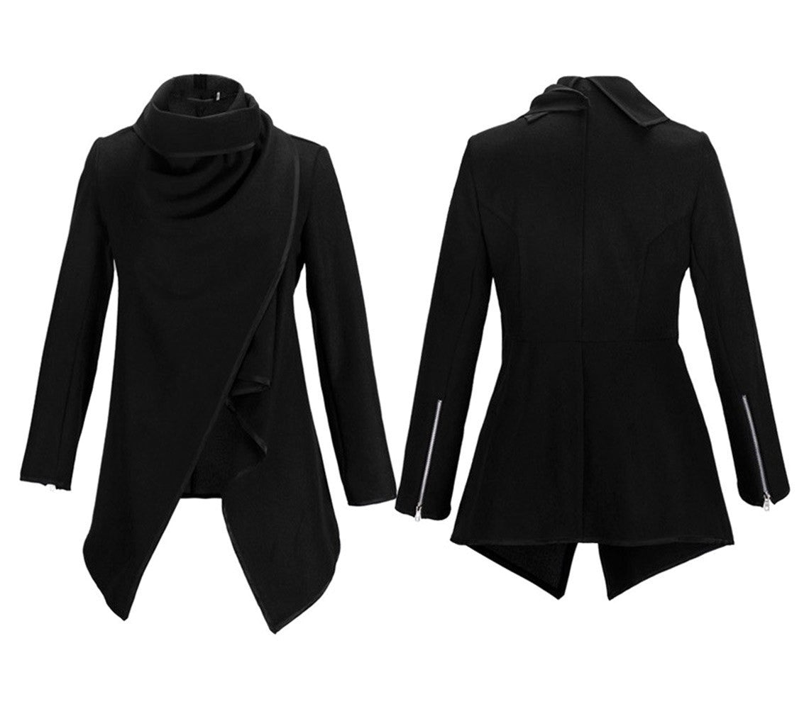 Cardigan femme asymétrique mod. Jenny style décontracté et poignets similicuir