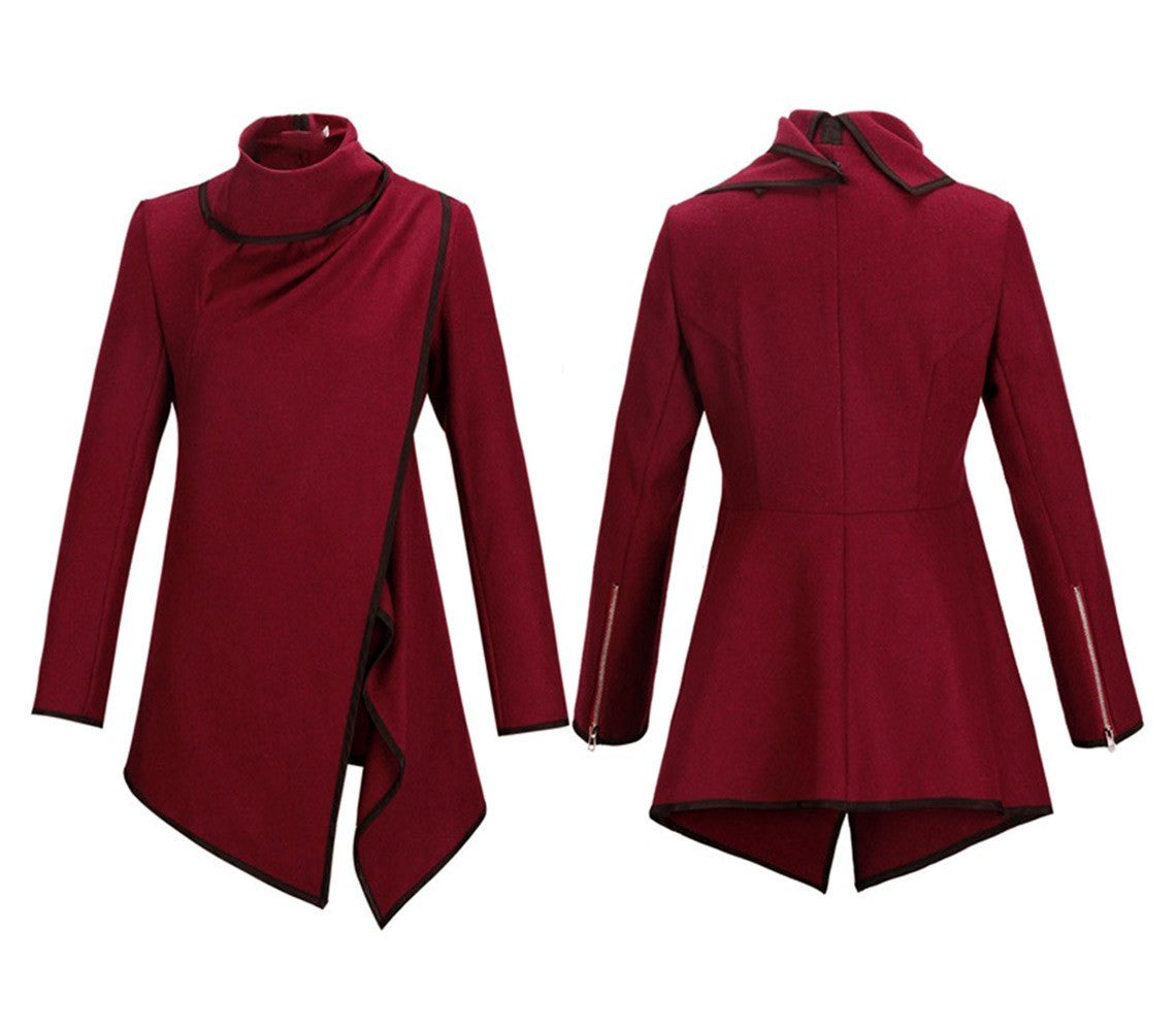 Cardigan femme asymétrique mod. Jenny style décontracté et poignets similicuir