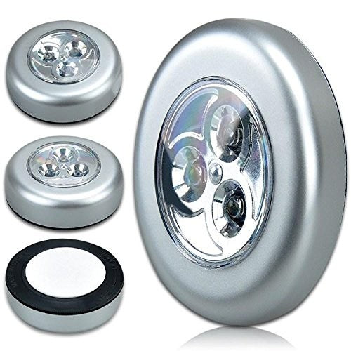 Lot 3 lampes/spots adhésifs Push - 3LED - Placard voiture tiroirs