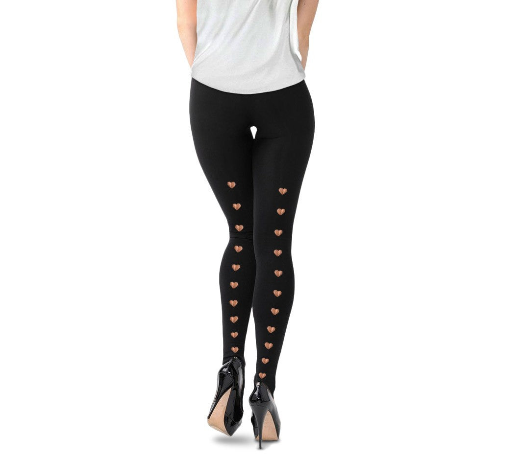 F8753 Set de 2 Paires de collants nois 100DEN avec motifs de bronze derrière