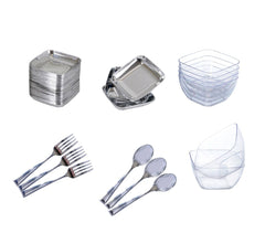 609607 - FINGER FOOD vaisselle en plastique + couverts (jeu de 54 pièces)