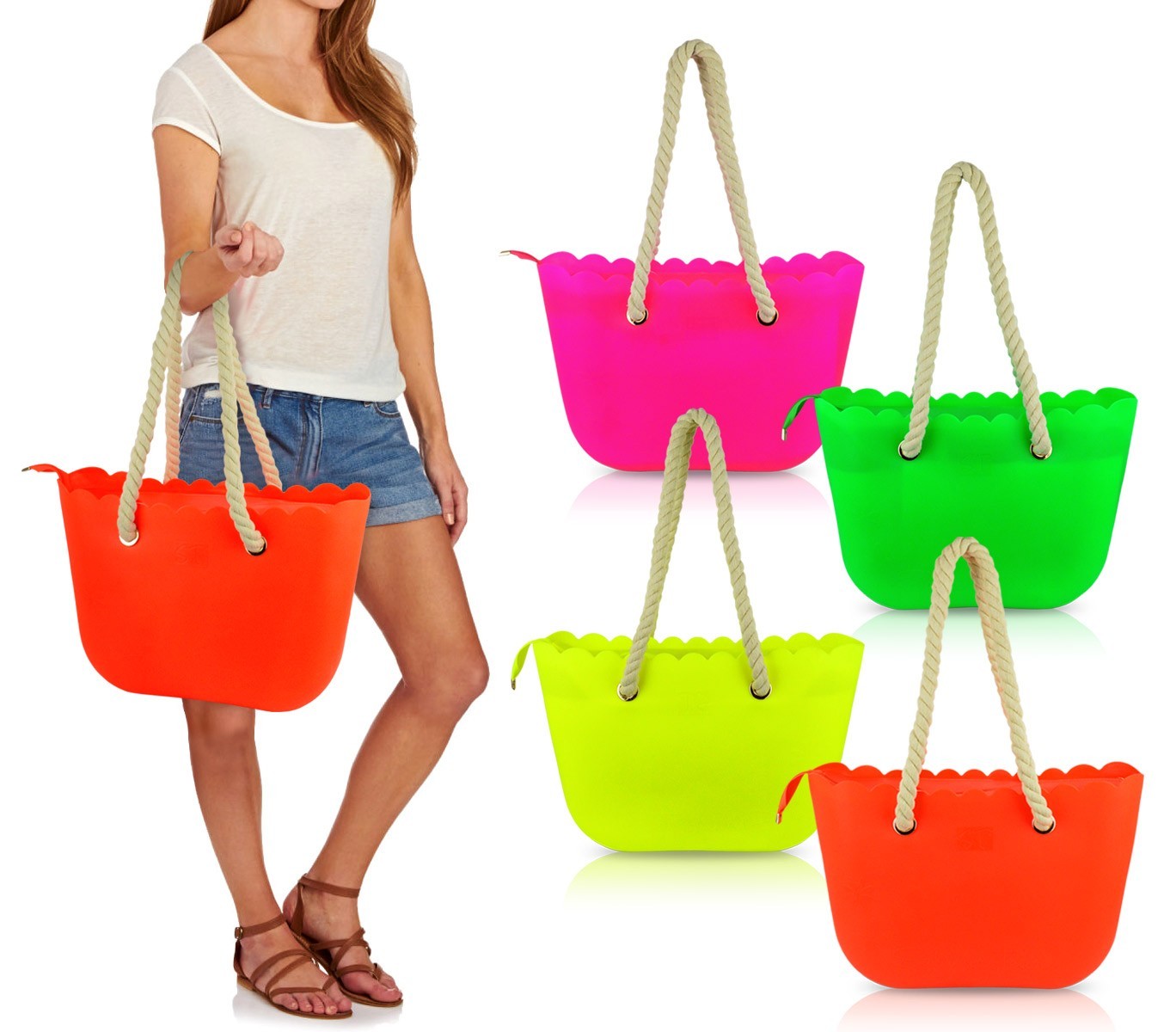 319598- Sac de plage silicone Sabrina T.modèle grip avec poignées en corde