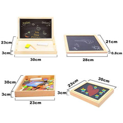 Jeu pour enfant Puzzle magnétique avec tableau double face aimanté craies 90pcs