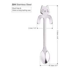 Set 4 cuillères à thé CAT avec clip de support en acier inoxydable