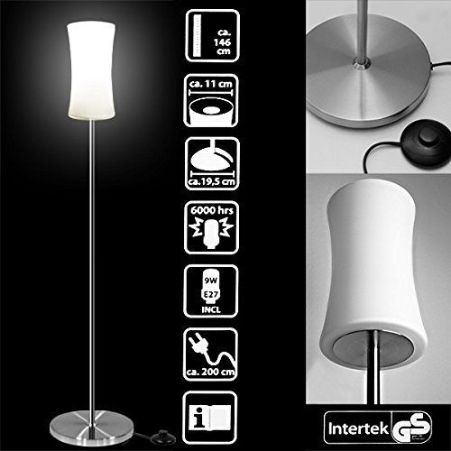 Lampadaire avec abat-jour en verre- LIFETIME- 146x19,5 cm inclus ampoule 9 Watts