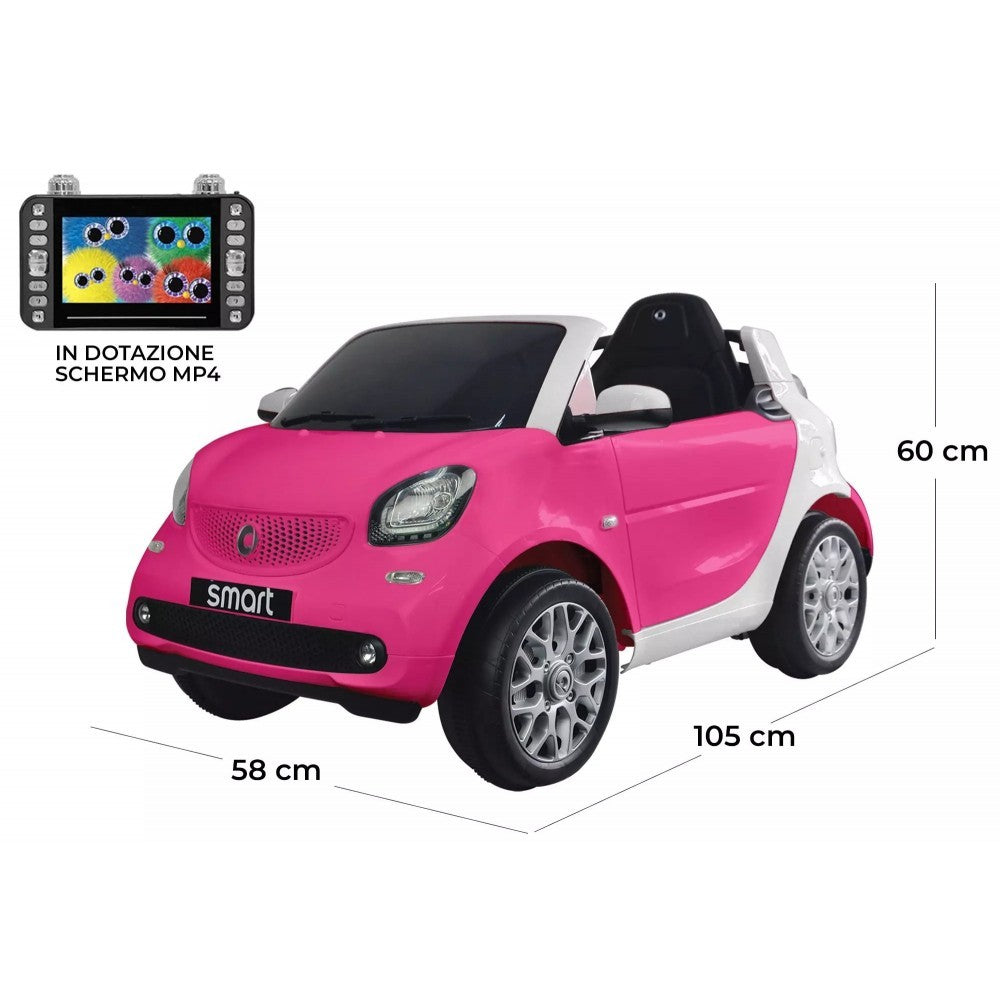 GVC-532P Voiture électrique pour enfants SMART 12V siège ECOPIEL écran MP4 25W