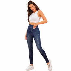 1113 Pack 2 leggings thermiques effet denim avec doublure polaire T. unique