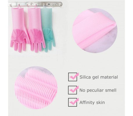 183693 Gants en silicone 2 en 1 avec éponge GLOVE BETTER multifonctionnel