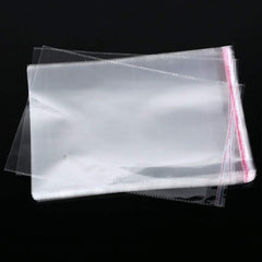 100 sachets plastiques transparents cellophane fermeture adhésive 30x44cm