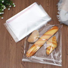 100 sachets plastiques transparents cellophane fermeture adhésive 30x44cm