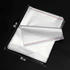 100 sachets plastiques transparents cellophane fermeture adhésive 30x44cm