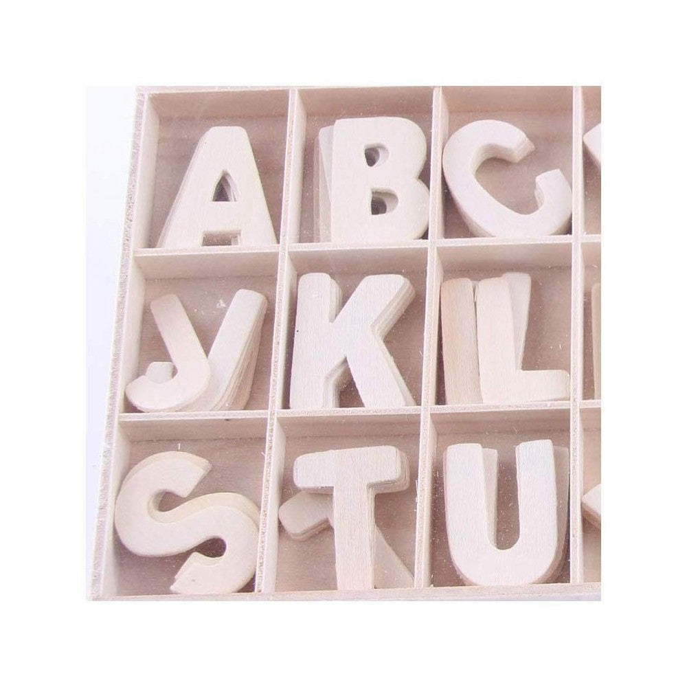 Lettres en bois clair à personnaliser 130pcs décoration shabby chic avec caisse