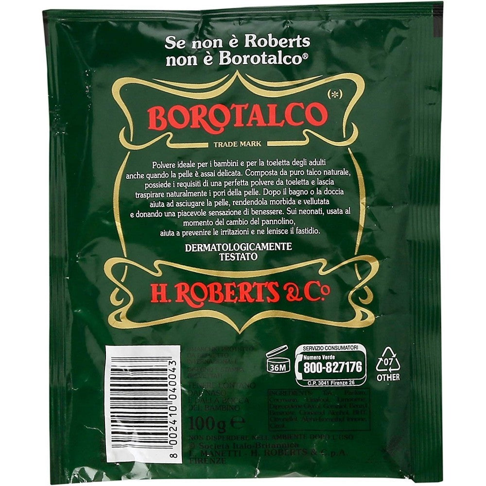 Pack 24 Borotalco Roberts Talc tous types de peau absorbant/rafraîchissant 100g