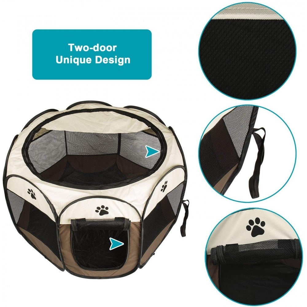 Parc enclos chien pour petits animaux Pop-Up Beige 76x58cm