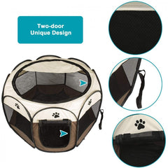 Parc enclos chien pour petits animaux Pop-Up Beige 76x58cm