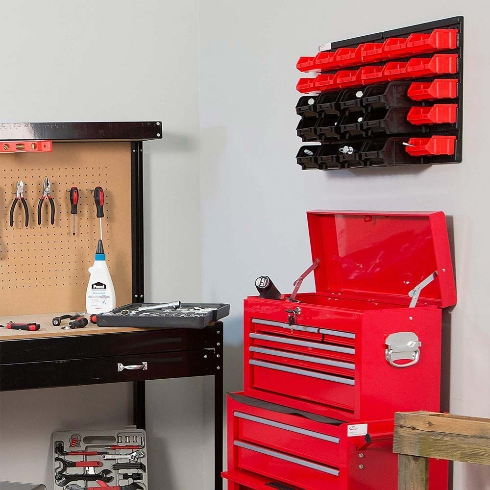 Panneau mural avec 30 casiers à outils pour atelier ou garage