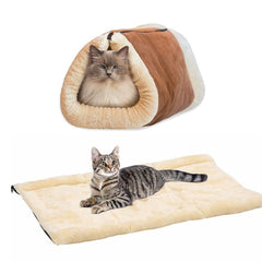 Tunnel en peluche pour chat et chien transformable en tapis