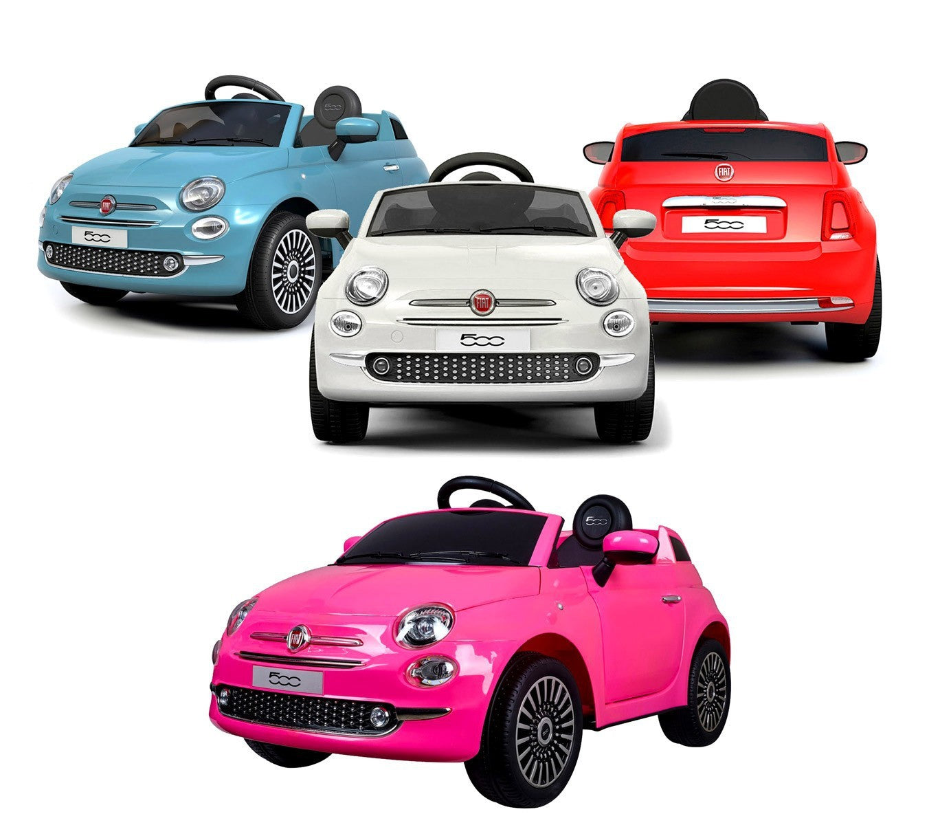 B90106 Voiture électrique pour enfants FIAT 500C siège en cuir 12V télécommandée