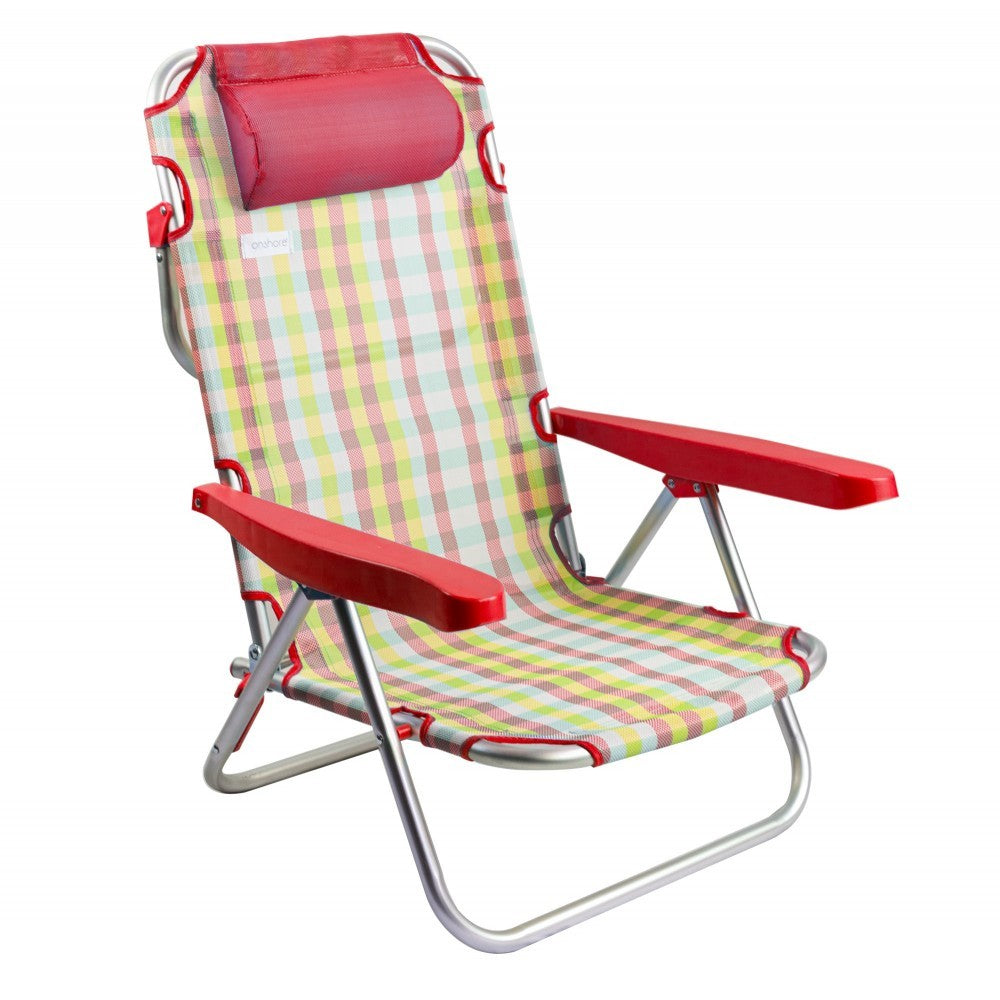 545126 ONSHORE Transat pliante et inclinable en tissu à carreaux