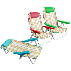 545126 ONSHORE Transat pliante et inclinable en tissu à carreaux