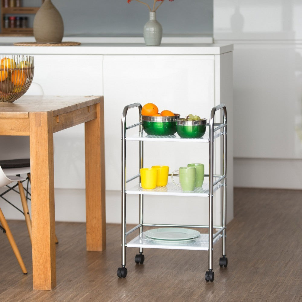 Desserte 3 niveaux multifonction pour objets 4 roues 40 x 35 x 75 cm