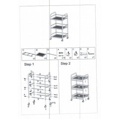 Desserte 3 niveaux multifonction pour objets 4 roues 40 x 35 x 75 cm
