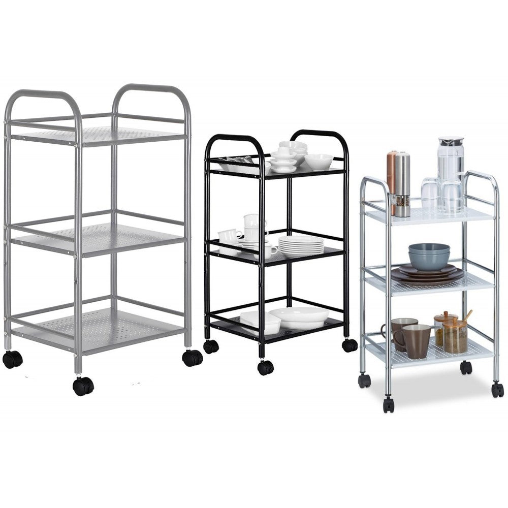 Desserte 3 niveaux multifonction pour objets 4 roues 40 x 35 x 75 cm