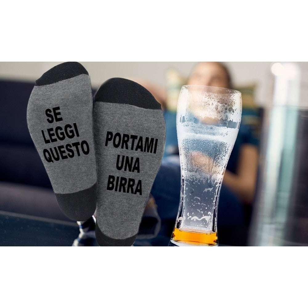 Chaussettes imprimées unisexes drôles Apporte-moi une bière taille 35 à 45