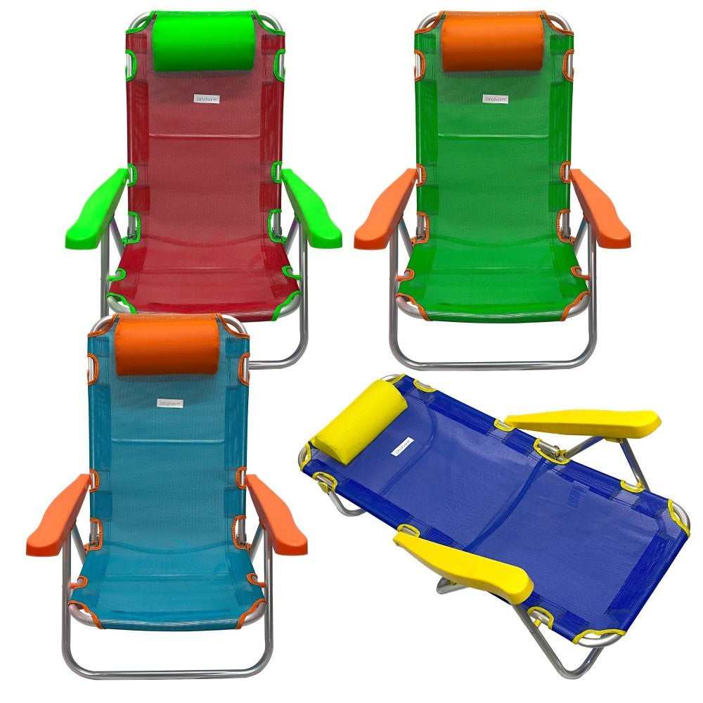 427668 ONSHORE chaise de plage inclinable en aluminium et textile en 4 couleurs