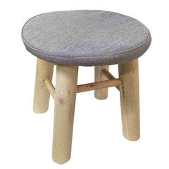 225037 Tabouret rond avec repose-pieds rembourré en bois de pin 30x30cm