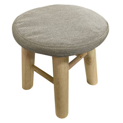 225037 Tabouret rond avec repose-pieds rembourré en bois de pin 30x30cm